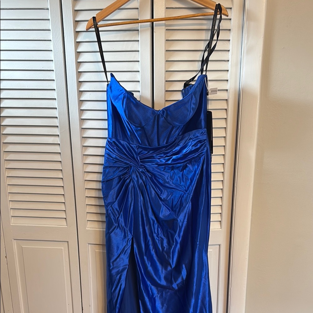 Elegant Blue Satin Dress